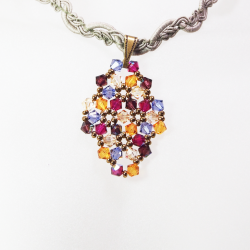 Pendant 40cm - Malvina Rhombus S-Khaki Braid - Pendant 40cm - Laiton bronze